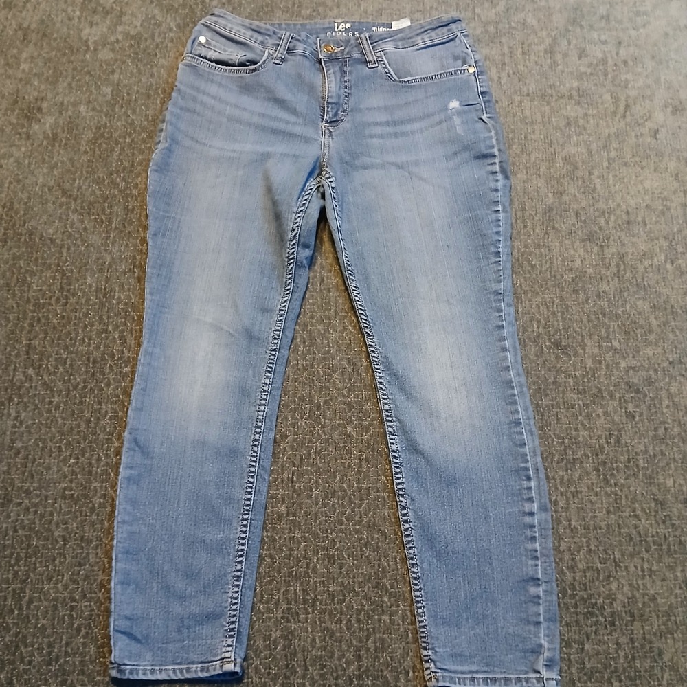 Lee Riders Womens Midrise Skinny Jeans Blue Denim Size 10P Medium Wash